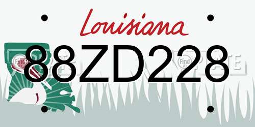 88ZD228 Louisiana License Plate