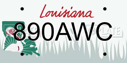 890AWC Louisiana License Plate