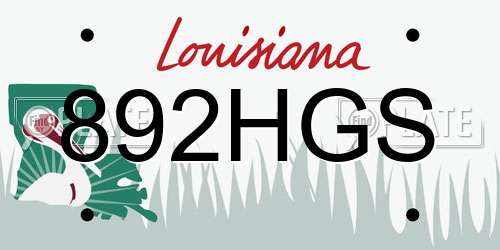 892HGS Louisiana License Plate