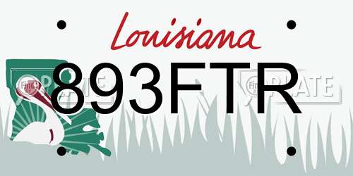 893FTR Louisiana License Plate