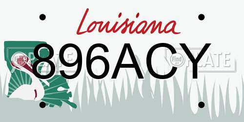 896ACY Louisiana License Plate