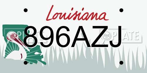 896AZJ Louisiana License Plate