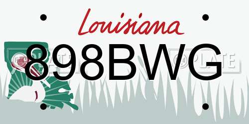 898BWG Louisiana License Plate