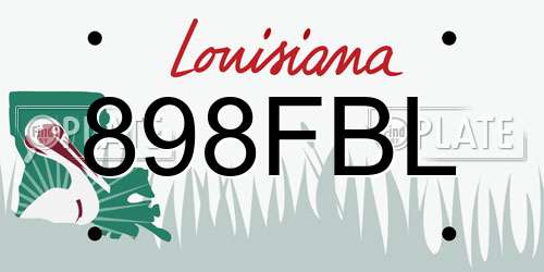 898FBL Louisiana License Plate