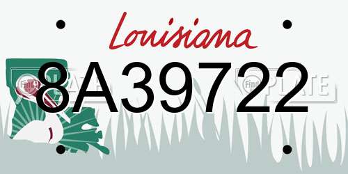 8A39722 Louisiana License Plate