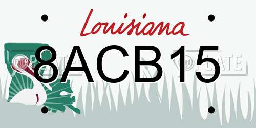 8ACB15 Louisiana License Plate