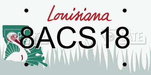 8ACS18 Louisiana License Plate
