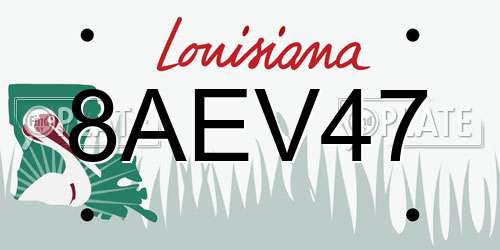 8AEV47 Louisiana License Plate