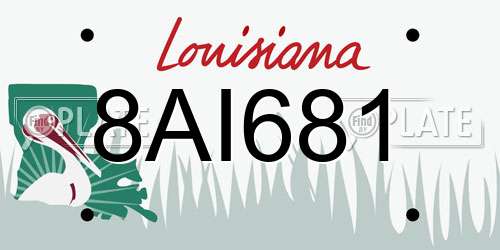 8AI681 Louisiana License Plate