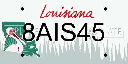 8AIS45 Louisiana License Plate