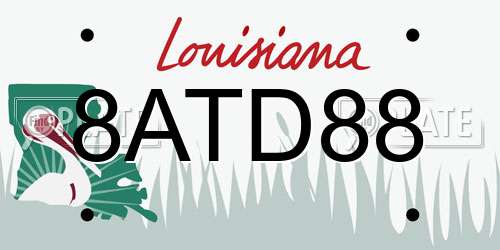 8ATD88 Louisiana License Plate