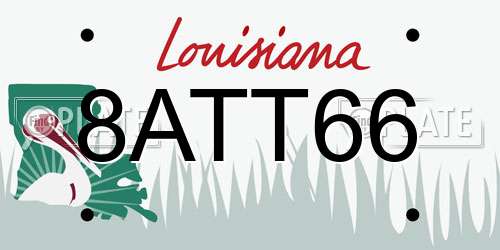 8ATT66 Louisiana License Plate