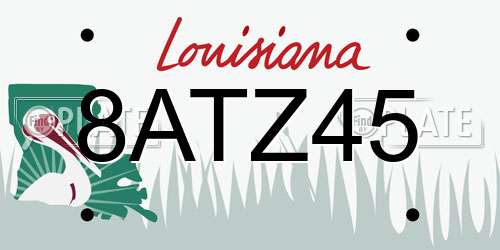 8ATZ45 Louisiana License Plate