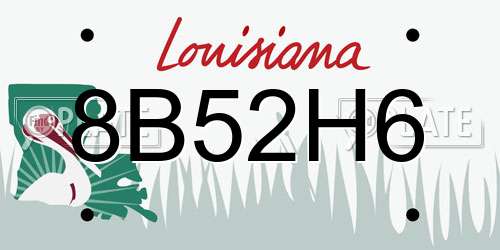 8B52H6 Louisiana License Plate