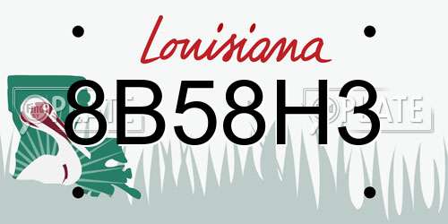 8B58H3 Louisiana License Plate