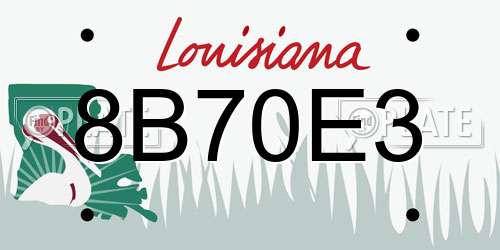 8B70E3 Louisiana License Plate