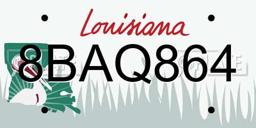 8BAQ864 Louisiana License Plate