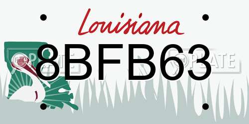 8BFB63 Louisiana License Plate