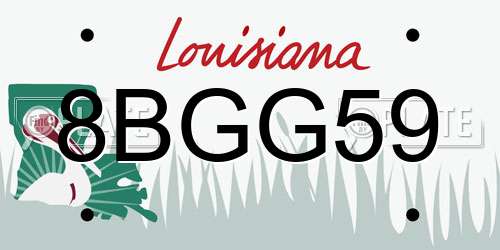 8BGG59 Louisiana License Plate