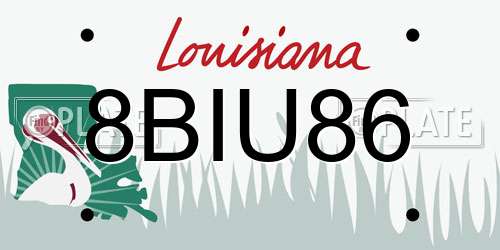 8BIU86 Louisiana License Plate