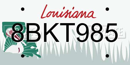8BKT985 Louisiana License Plate