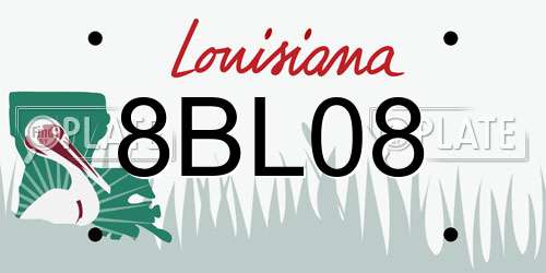 8BL08 Louisiana License Plate