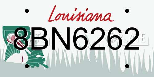 8BN6262 Louisiana License Plate