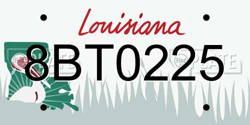 8BT0225 Louisiana License Plate