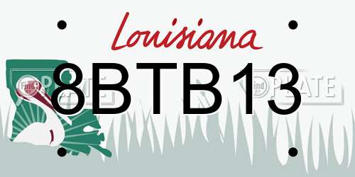 8BTB13 Louisiana License Plate