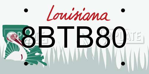 8BTB80 Louisiana License Plate