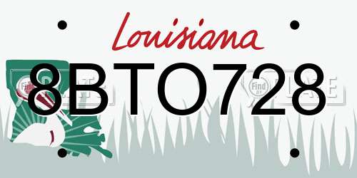 8BTO728 Louisiana License Plate