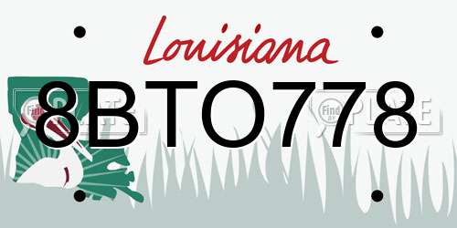 8BTO778 Louisiana License Plate