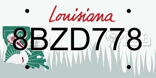 8BZD778 Louisiana License Plate