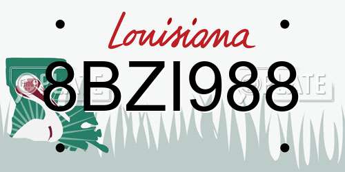 8BZI988 Louisiana License Plate