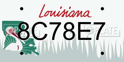 8C78E7 Louisiana License Plate