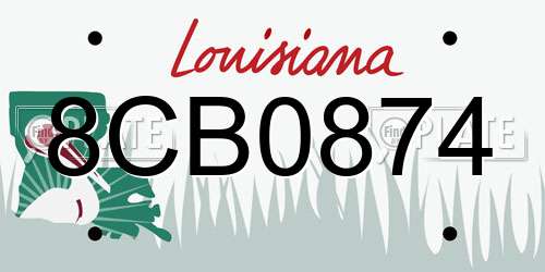 8CB0874 Louisiana License Plate