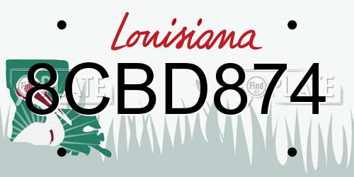 8CBD874 Louisiana License Plate