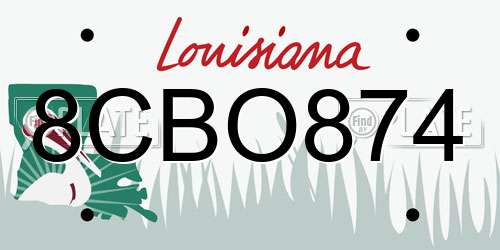 8CBO874 Louisiana License Plate