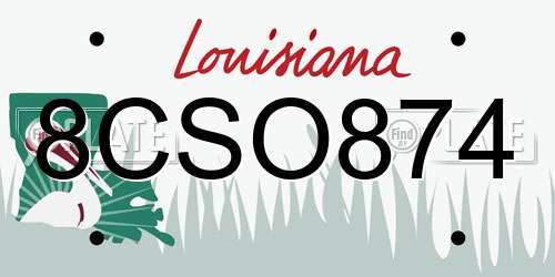8CSO874 Louisiana License Plate