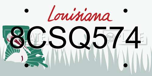 8CSQ574 Louisiana License Plate