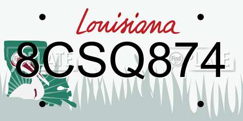 8CSQ874 Louisiana License Plate
