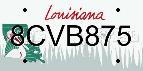 8CVB875 Louisiana License Plate