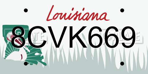 8CVK669 Louisiana License Plate