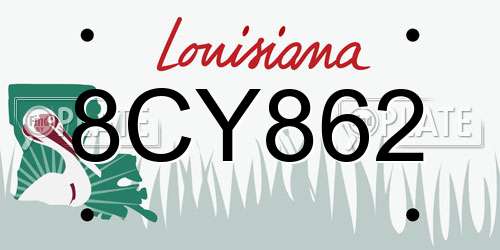 8CY862 Louisiana License Plate