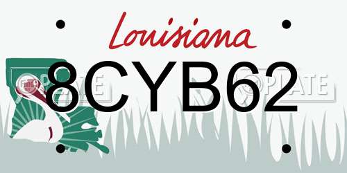 8CYB62 Louisiana License Plate