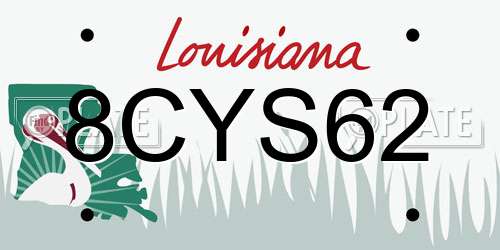 8CYS62 Louisiana License Plate