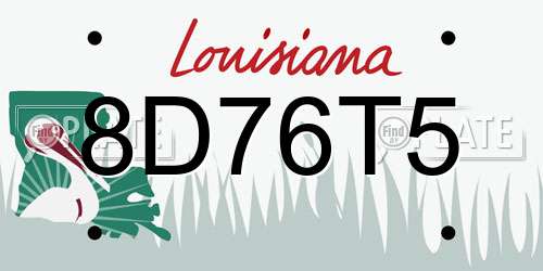 8D76T5 Louisiana License Plate