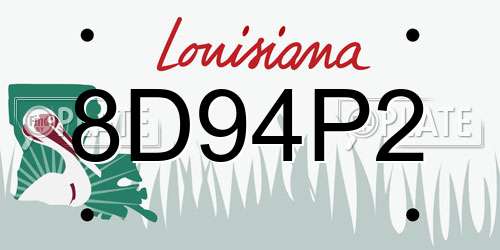 8D94P2 Louisiana License Plate