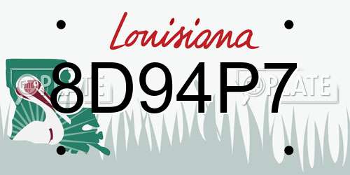 8D94P7 Louisiana License Plate