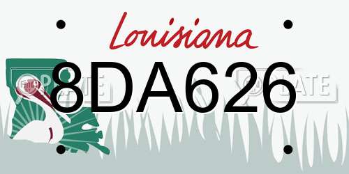 8DA626 Louisiana License Plate